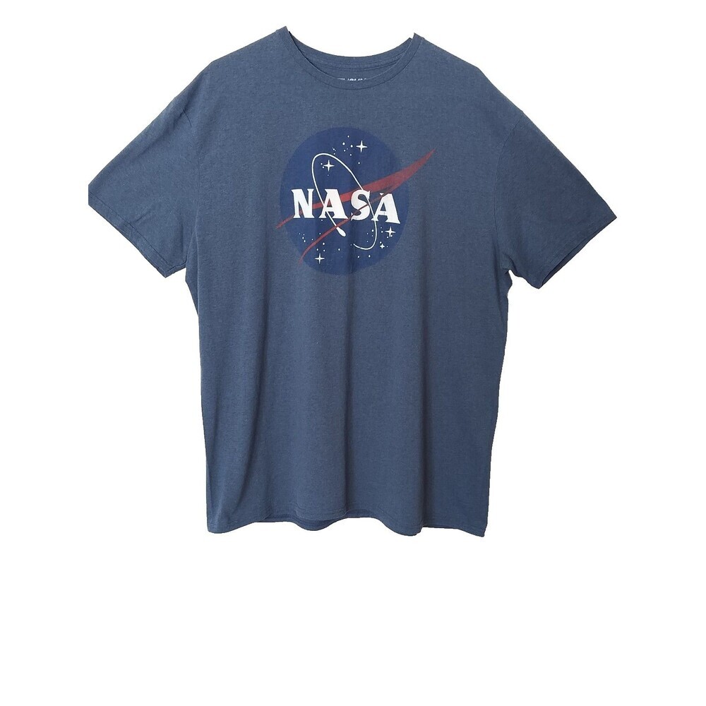 Fifth Sun NASA Logo T-Shirt Heather Blue Graphic Tee XXL Navy Mens Unisex Sz 2XL